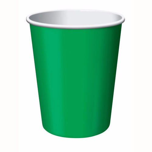 Emerald green paper cups, 266ml capacity, eco-friendly and stylish, perfect for all beverages at events, pack of 24.