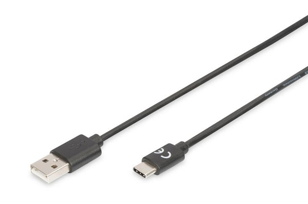 Digitus 1.8m USB Type-C to USB Type A cable for high-speed data transfer and power delivery, perfect for connecting devices.