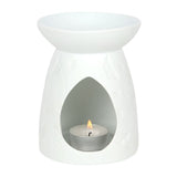 White Ceramic Butterfly Oil Burner with elegant butterfly design, perfect for melting wax melts and creating a soothing atmosphere.