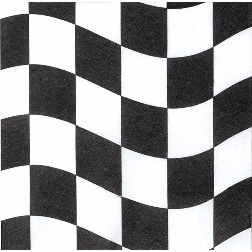 Stylish black and white check beverage napkins, pack of 18, perfect for elegant entertaining and easy clean-up.