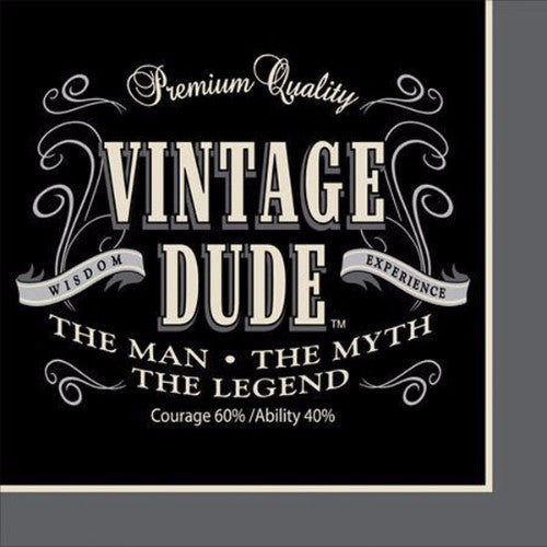 Vintage Dude Beverage Napkins in a pack of 16, 3-ply, perfect for stylish entertaining at any occasion.