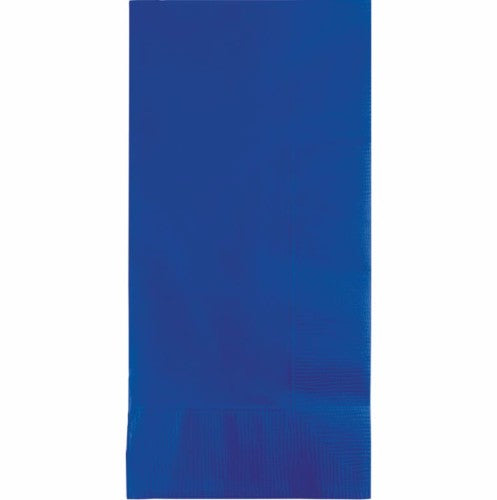 Cobalt blue 2-ply dinner napkins, 40cm x 40cm, pack of 50, perfect for elegant dining and versatile occasions.