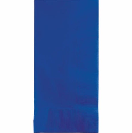 Cobalt blue 2-ply dinner napkins, 40cm x 40cm, pack of 50, perfect for elegant dining and versatile occasions.