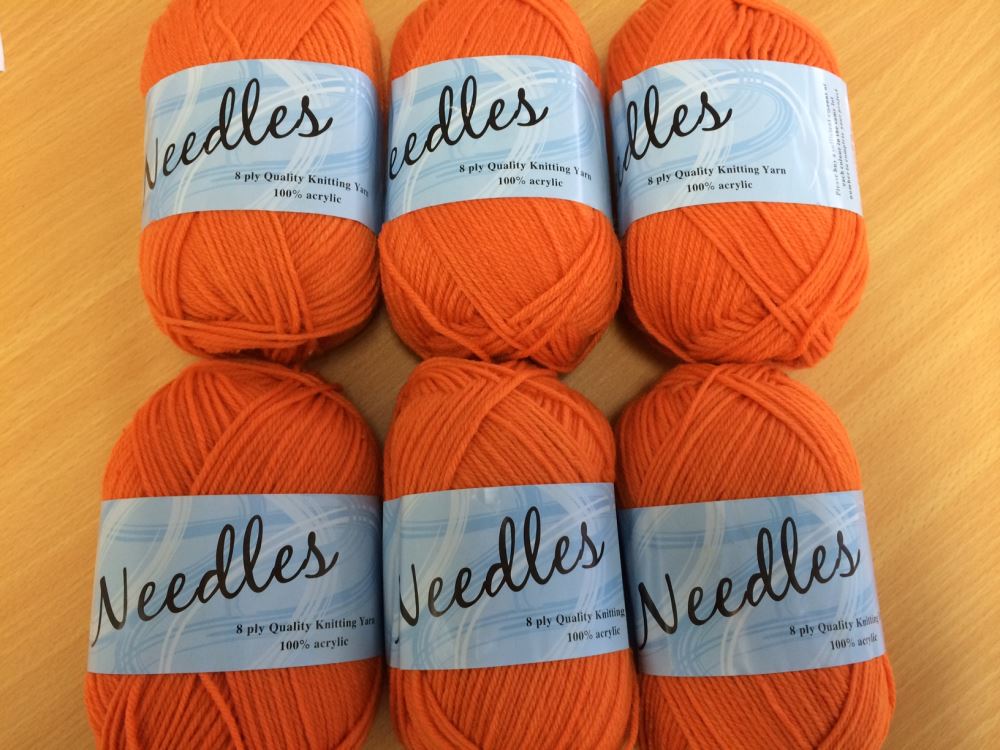 Set of 6 vibrant Acrylic Knitting Yarn balls in Colour 206, 100% acrylic, 8 ply, 90g each for versatile crafting.