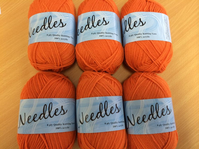 Set of 6 vibrant Acrylic Knitting Yarn balls in Colour 206, 100% acrylic, 8 ply, 90g each for versatile crafting.