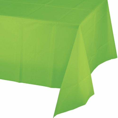 Vibrant Fresh Lime Plastic Tablecover, 137cm x 274cm, ideal for parties and easy cleanup.