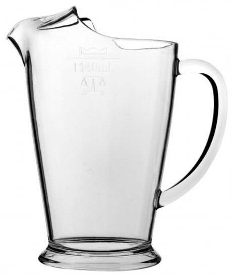 Set of 12 durable 1.14L polycarbonate jugs, perfect for serving drinks with measurement markings, dishwasher safe.