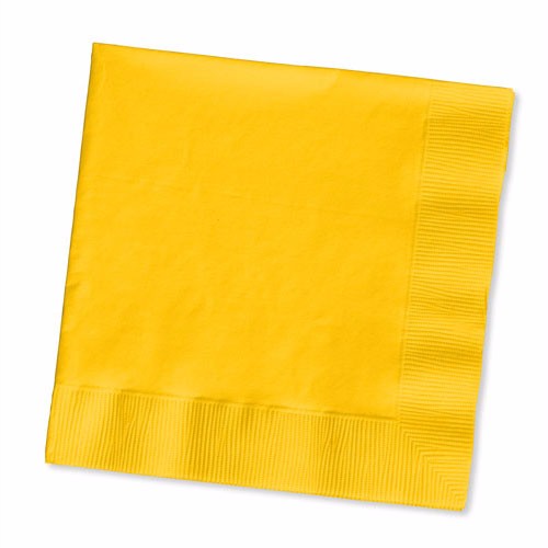 Bright yellow beverage napkins in a pack of 50, perfect for parties, picnics, and summer celebrations.