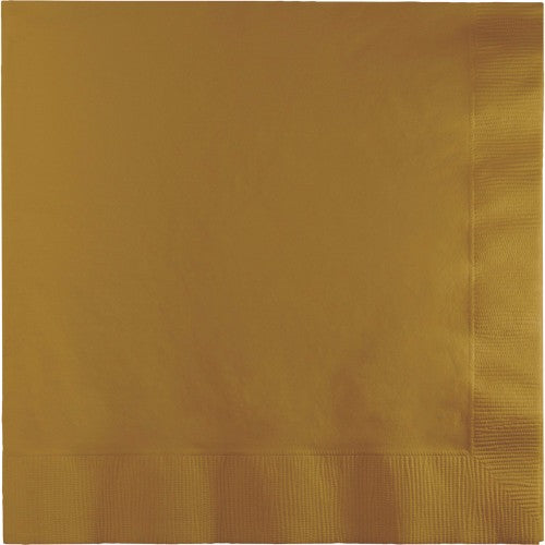 Glittering gold 2-ply beverage napkins, 25cm x 25cm, pack of 50, perfect for adding elegance to any celebration.