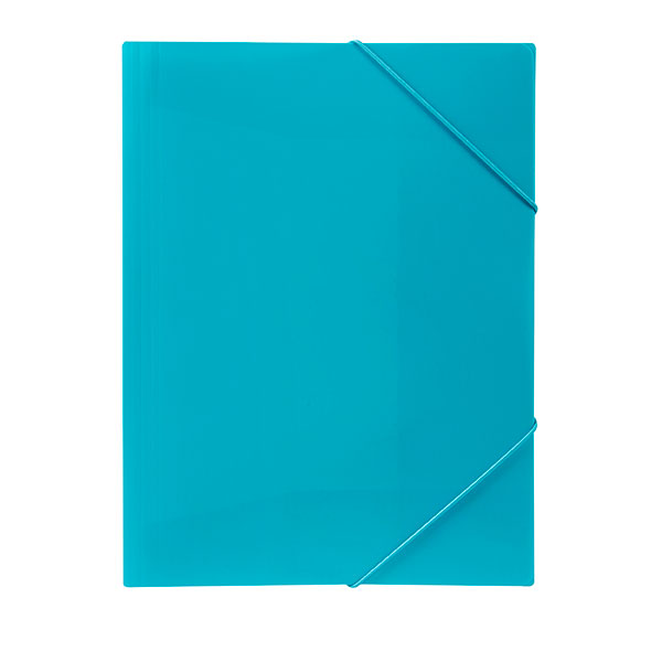 Bright blue A4 document wallet with elastic straps, expandable to 20mm, designed for secure document storage and organization.