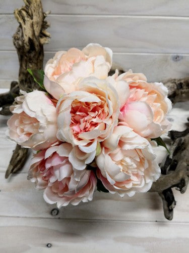 Elegant pink peony bouquet with six individual stems, perfect for weddings and floral arrangements, adding romance to any space.