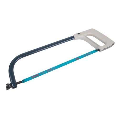 Ergonomic HACKSAW with die-cast handle and tubular frame, ideal for cutting metal, wood, and plastic with precision.