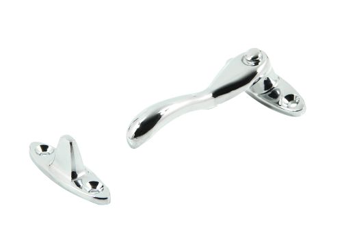 Wedge fastener in chrome-plated solid brass, ideal for casement windows, ensuring secure closure and elegance.
