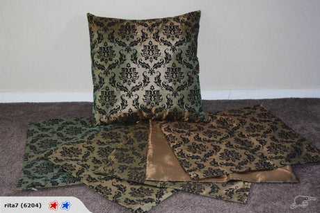 Set of 6 luxurious bronze cushion covers with dual-sided royal pattern, ideal for stylish home decor upgrades.