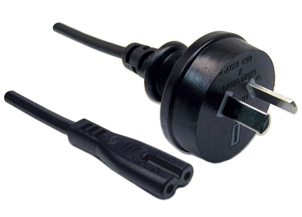 2m power lead with 2 pin plug to figure 8 connector, ideal for notebooks and radios, ensuring safe and efficient connection.