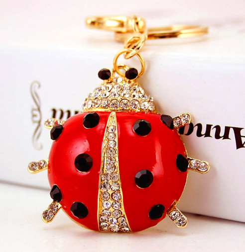Charming ladybird key ring with diamante embellishments, perfect for adding style and color to your everyday essentials.