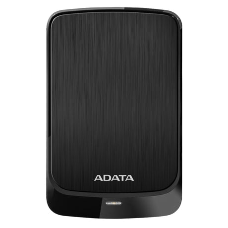 Sleek black 1TB ADATA DashDrive HV320 external HDD with USB 3.2, compact design, shock sensors, and 36-month warranty.