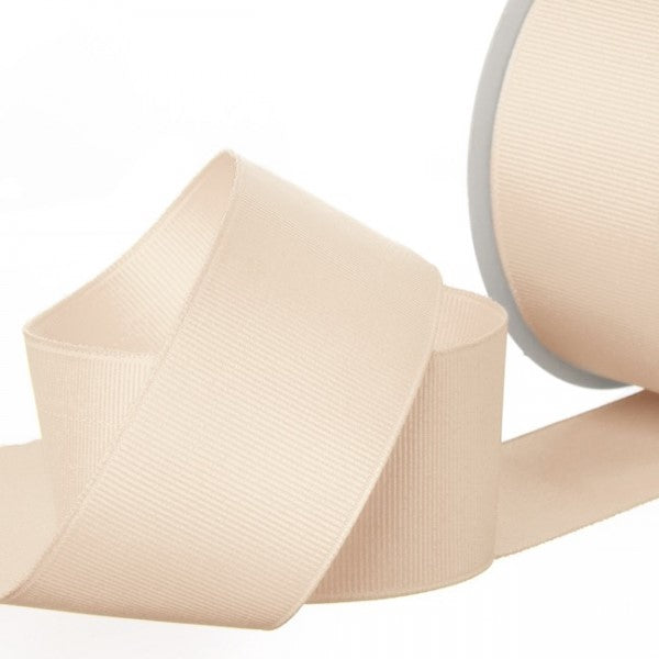 Luxurious champagne grosgrain ribbon, 38mm wide and 20m long, perfect for crafting, gift wrapping, and elegant decor.