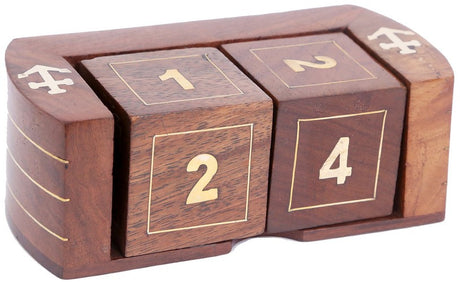 Wooden Date Set in walnut finish, stylish and functional, perfect for home or office decor, measures 140x50x650 mm.