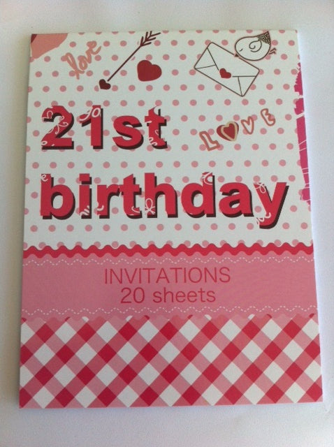 Elegant pink 21st birthday party invitations pack of 20, ideal for sharing celebration details with style.