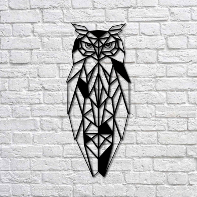 Elegant owl metal wall art, 50 x 20 cm, perfect for enhancing home decor with a touch of nature and charm.