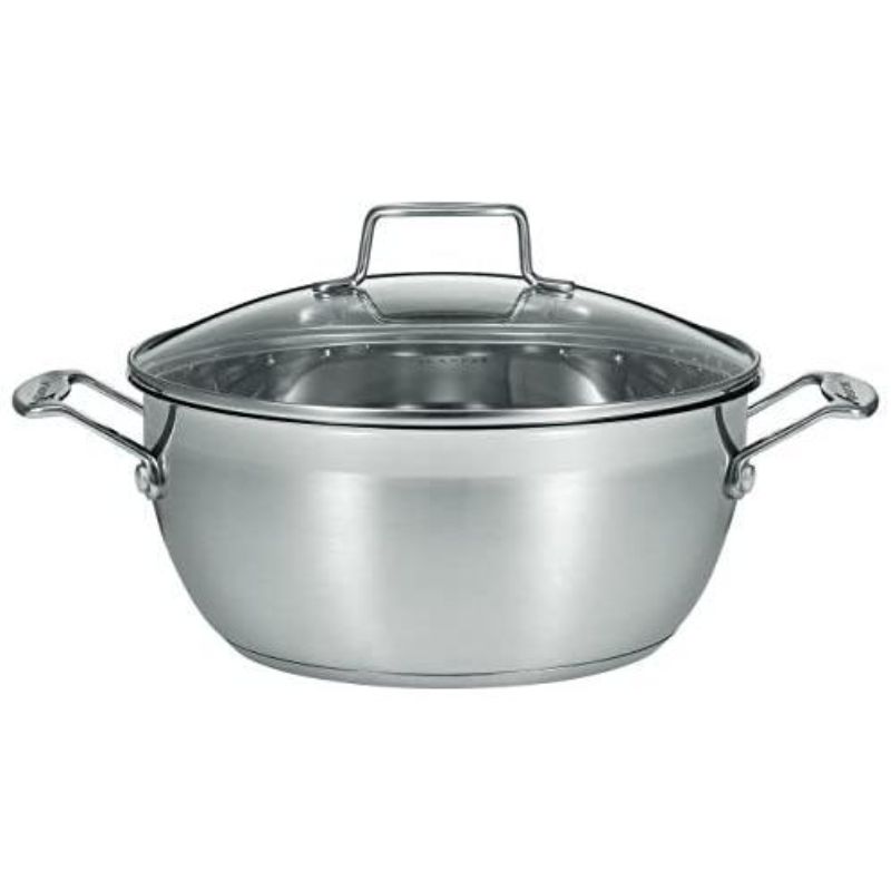 Scanpan 32cm Covered Stew Pot, 8.5L, durable steel construction, tempered glass lid, ideal for soups and stews.