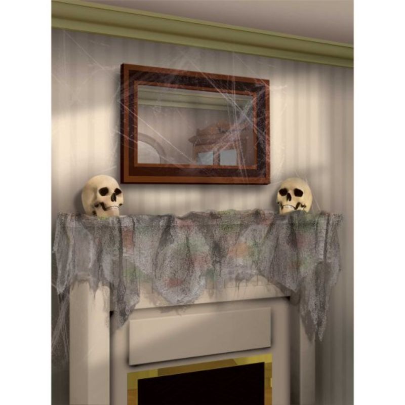 Pack of 2 grey gauze cloth decorations that glow under black light, perfect for events and DIY crafts.