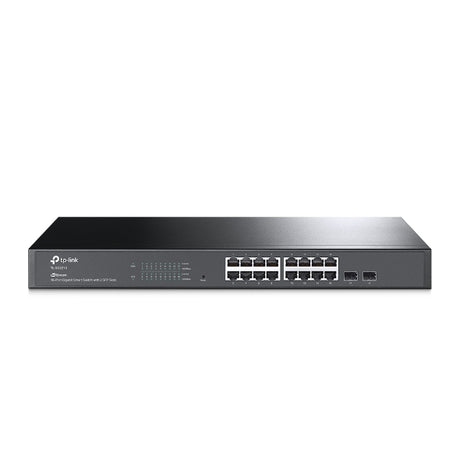 TP-Link SG2218 Omada SDN Smart Switch with 16 Gigabit ports and 2 SFP slots for high-speed business networking.