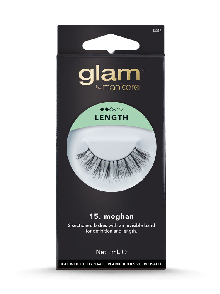 Glam Lash Meghan: lightweight 2-sectioned lashes with an invisible band for natural definition and effortless elegance.