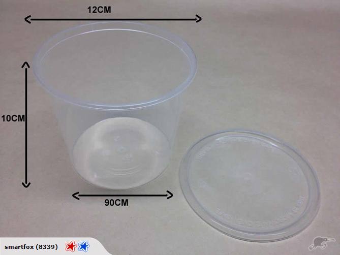 Clear round 750ml deli container with lid, perfect for food storage, meal prep, and takeaway, packaged in a bulk pack of 100 units.