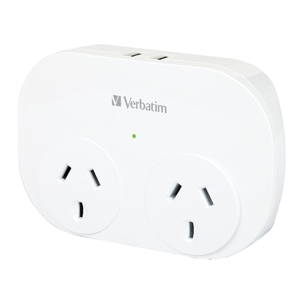 Verbatim Dual Plug Wall Adapter with Dual USB Surge Protected