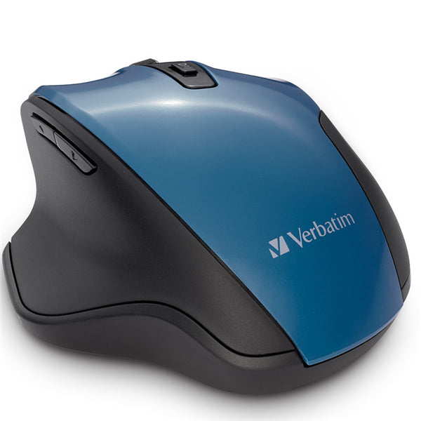 Silent ergonomic wireless mouse in teal with Blue LED, adjustable DPI, and thumb support for comfortable, quiet navigation.