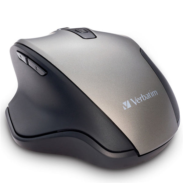 Verbatim Silent Ergonomic Wireless Mouse in Graphite with silent clicks, adjustable DPI, and ergonomic design for comfort.