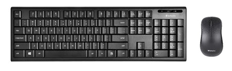 Verbatim Wireless Keyboard & Mouse Combo featuring a sleek design, low-profile keys, and spill-resistant functionality.