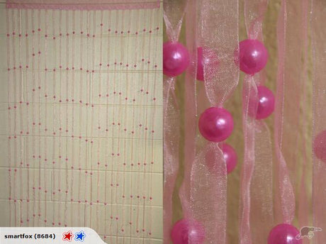 Light pink door curtains with cascading 1cm beads, perfect for kids' rooms, special occasions, and elegant home decor.