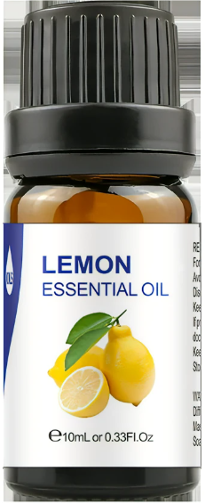 10ml bottle of refreshing Lemon Essential Oil, perfect for aromatherapy, cleaning, and enhancing skincare routines.