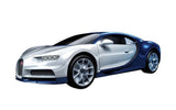 Alt text: Brightly colored Airfix QUICKBUILD Bugatti Chiron model kit with 44 snap-together pieces, ideal for creative play and display.