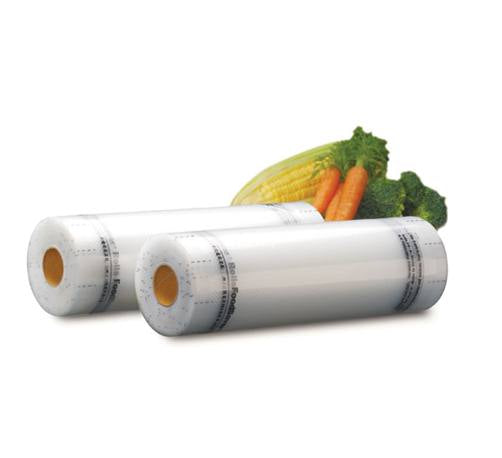 Premium 20cm FoodSaver vacuum seal bags on 2 rolls for customizable, eco-friendly food storage and freshness.