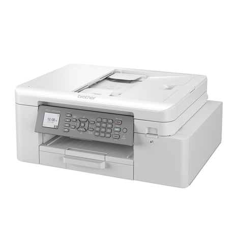 Brother MFCJ4340DWXL A4 multi-function printer with print, copy, scan, fax, wireless connectivity, and 20-sheet feeder.