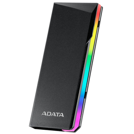 ADATA EC700G M.2 USB3.2 Type-C SSD enclosure with RGB lighting, tool-free assembly, and high-speed compatibility for versatile storage.