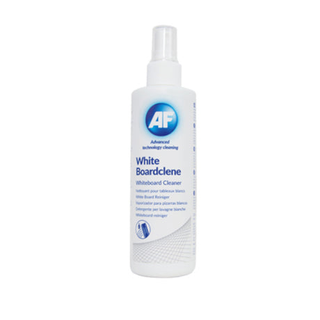 AF BRAND White Board Cleaner in a 250mL pump spray bottle, ideal for removing ink stains with a lemon fragrance.