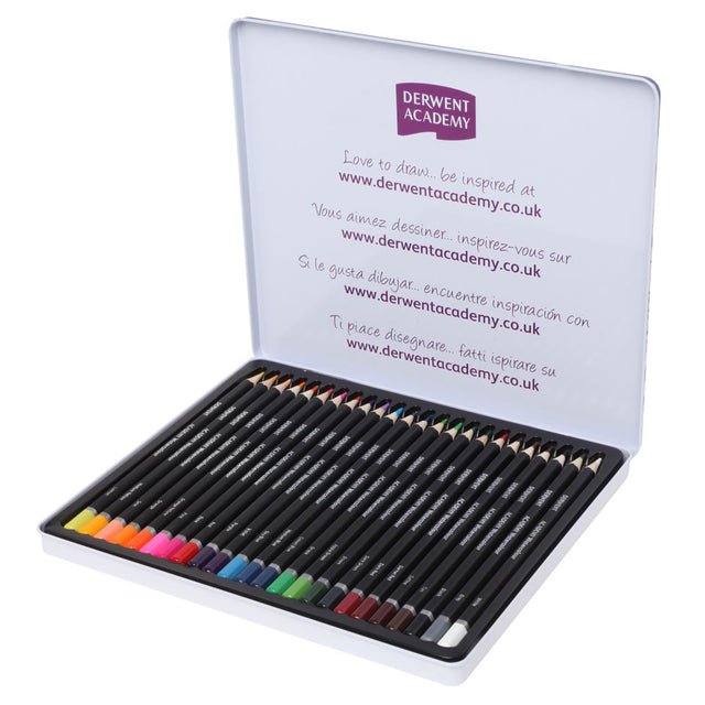 Derwent Watercolour Pencils Tin 24: vibrant, versatile watercolour pencils in a durable tin, perfect for artists of all skill levels.