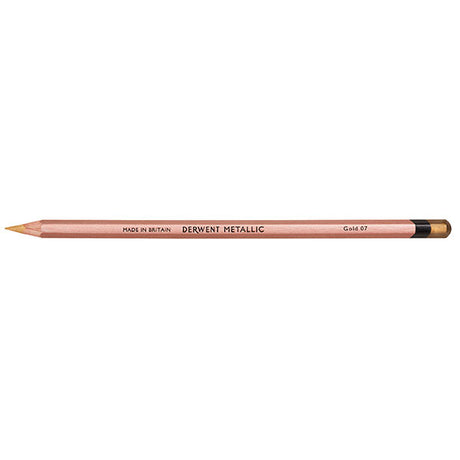 Derwent Metallic Pencil Gold: A professional-grade pencil with a glittering finish, comfortable grip, and versatile on various materials.