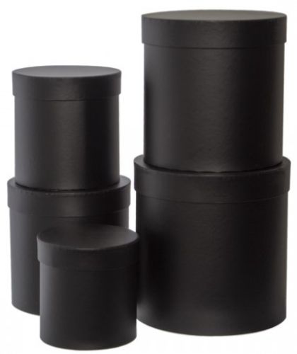 Elegant black round gift box set of 5, perfect for any occasion, featuring various sizes for versatile gifting.