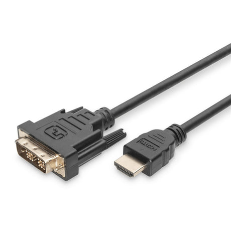 Ednet 2m HDMI Type A to DVI-D cable with nickel-plated connectors, delivering Full HD performance and durability.