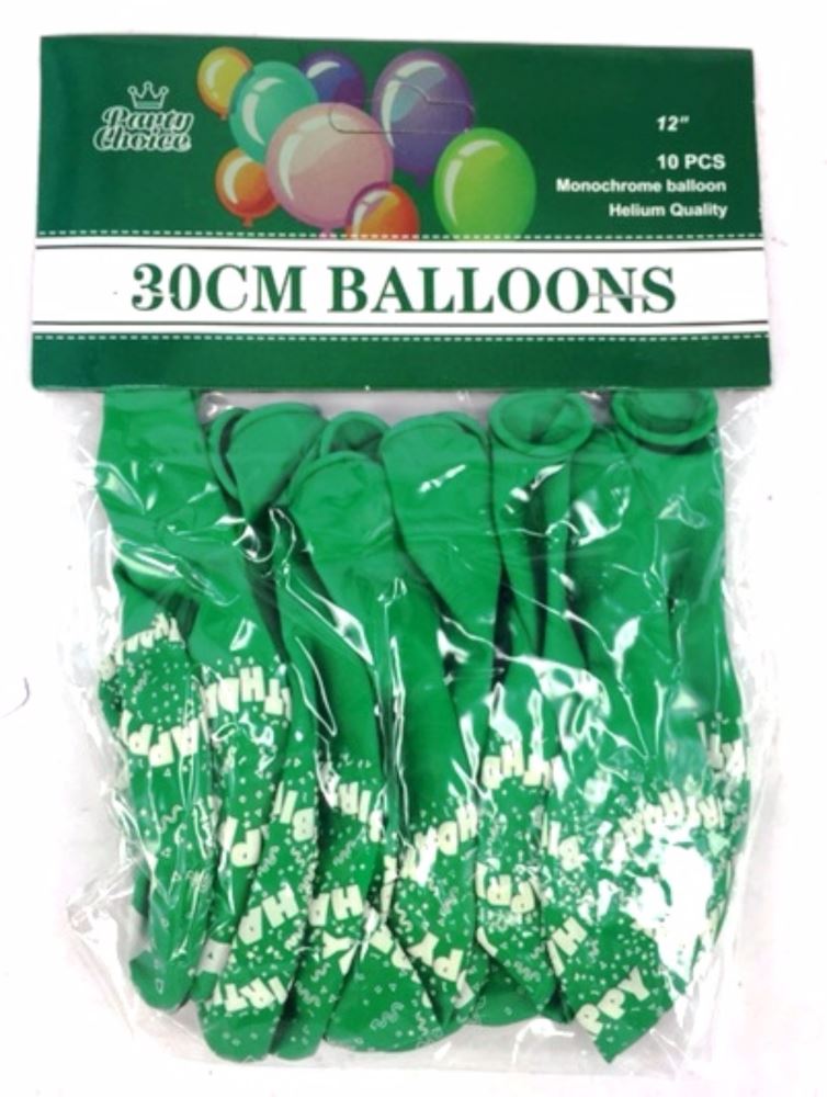 Dark green 30cm balloons in a pack of 10, perfect for elegant birthday decorations and versatile celebrations.