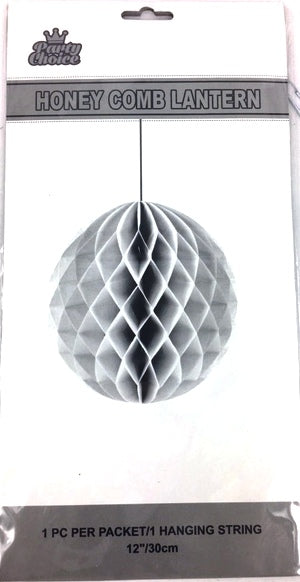 White Honeycomb Lantern, 30cm, made of tissue paper; perfect for adding elegance to any gathering or home decor.