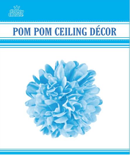 Extra large blue pom pom decoration, 50cm, made of vibrant tissue paper for parties and home decor enhancement.