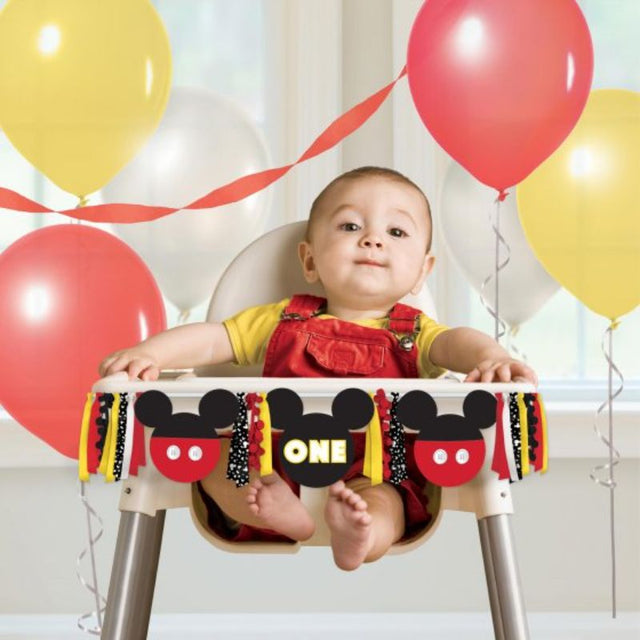 Mickey Mouse Forever Deluxe High Chair Decoration, colorful 96cm design perfect for birthdays and special occasions.