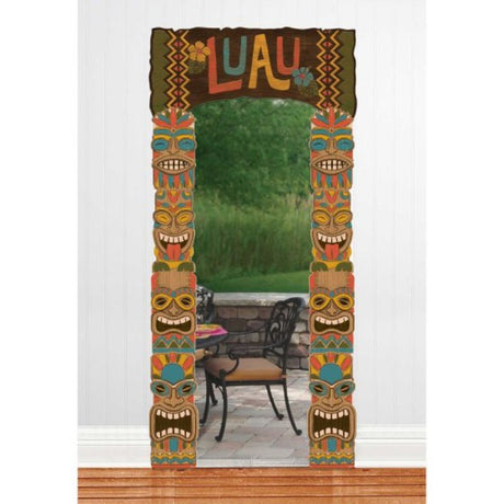 Vintage Tiki Deluxe Archway, 222cm x 104cm, vibrant cardboard entryway for tropical-themed parties and events.